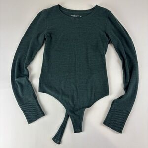 Abercrombie And Fitch Green Long Sleeve Bodysuit‎ Corset Style Size Small